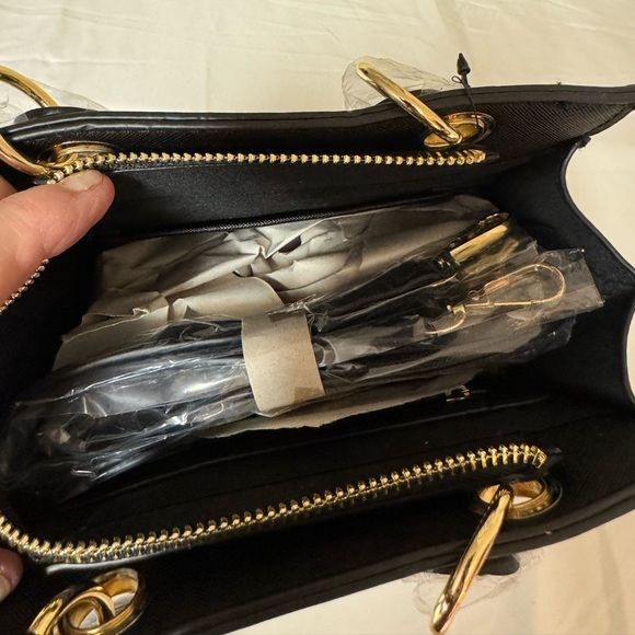 NWT Trina Turk black purse with double handles and is a Crossbody - Picture 5 of 10